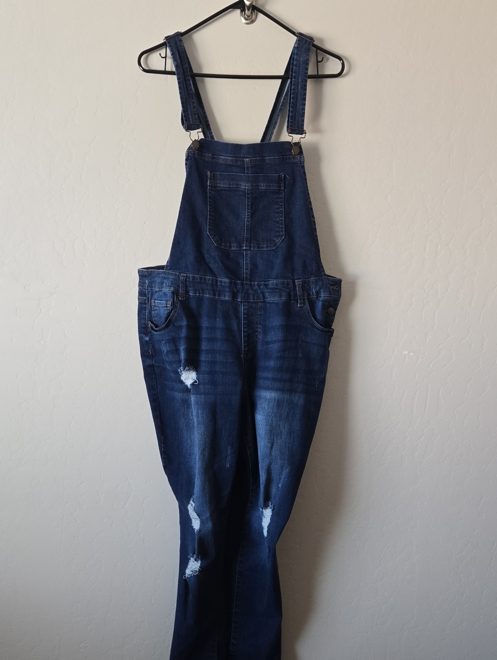 Wax Jean Dark Blue Distressed Women's Denim Overalls